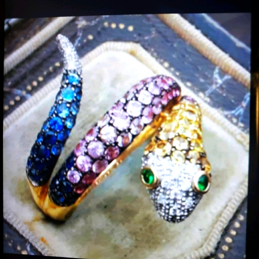 WOMEN SNAKE 18K Gold Plated Wedding Ring Colorful